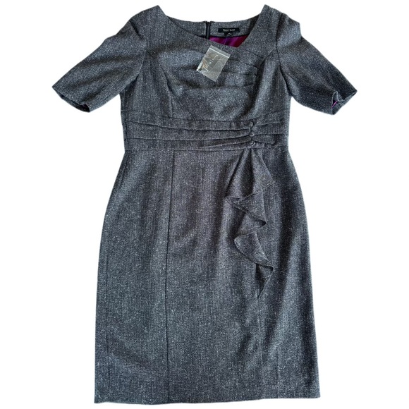 WHBM Asymmetrical Gray Tweed Sheath Dress NWT Size 12 - Picture 4 of 13